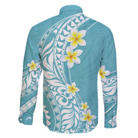 Hawaii Aloha Family Matching Long Sleeve Bodycon Dress and Hawaiian Shirt Plumeria Vintage - Turquoise LT7 - Polynesian Pride