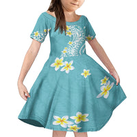 Hawaii Aloha Family Matching Tank Maxi Dress and Hawaiian Shirt Plumeria Vintage - Turquoise LT7 Daughter's Dress Turquoise - Polynesian Pride