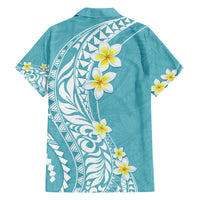 Hawaii Aloha Family Matching Tank Maxi Dress and Hawaiian Shirt Plumeria Vintage - Turquoise LT7 - Polynesian Pride
