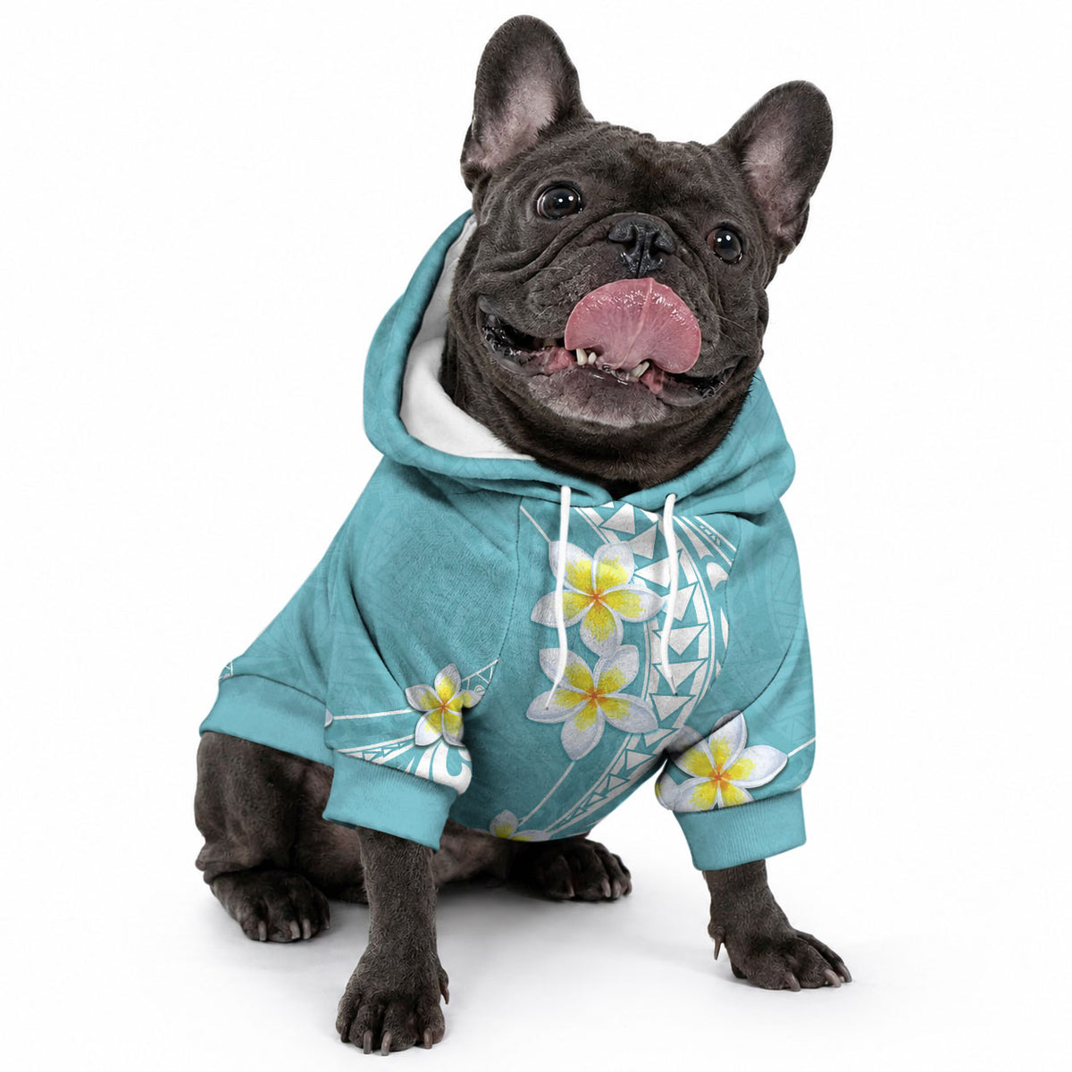 Hawaii Aloha Pet Hoodie Plumeria Vintage - Turquoise