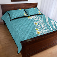 Hawaii Aloha Quilt Bed Set Plumeria Vintage - Turquoise LT7 - Polynesian Pride