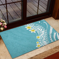 Hawaii Aloha Rubber Doormat Plumeria Vintage - Turquoise LT7 - Polynesian Pride