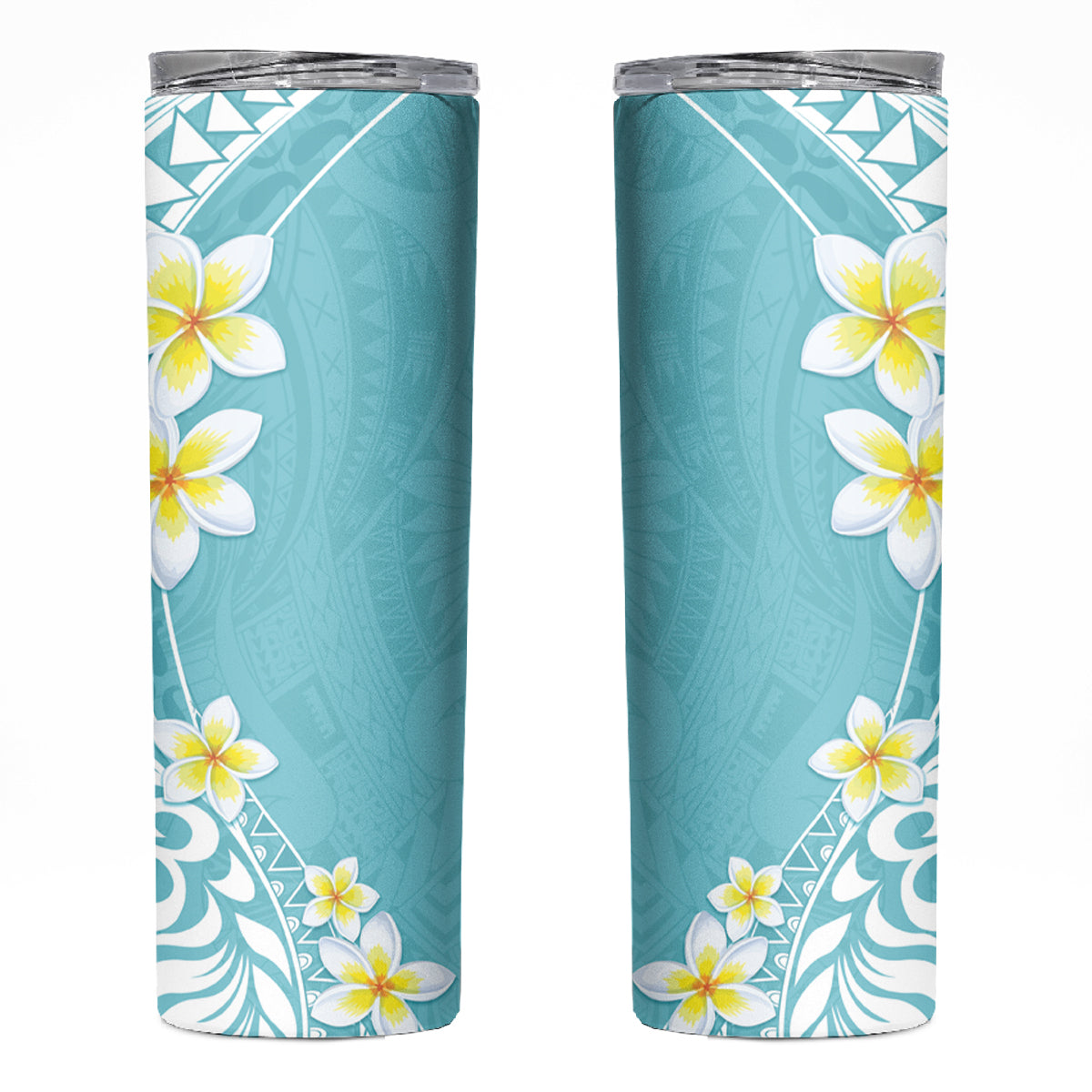 Hawaii Aloha Skinny Tumbler Plumeria Vintage - Turquoise