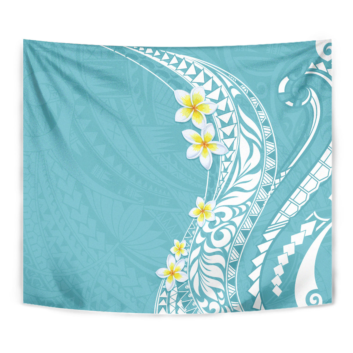Hawaii Aloha Tapestry Plumeria Vintage - Turquoise LT7 - Polynesian Pride