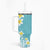 Hawaii Aloha Tumbler With Handle Plumeria Vintage - Turquoise