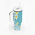 Hawaii Aloha Tumbler With Handle Plumeria Vintage - Turquoise