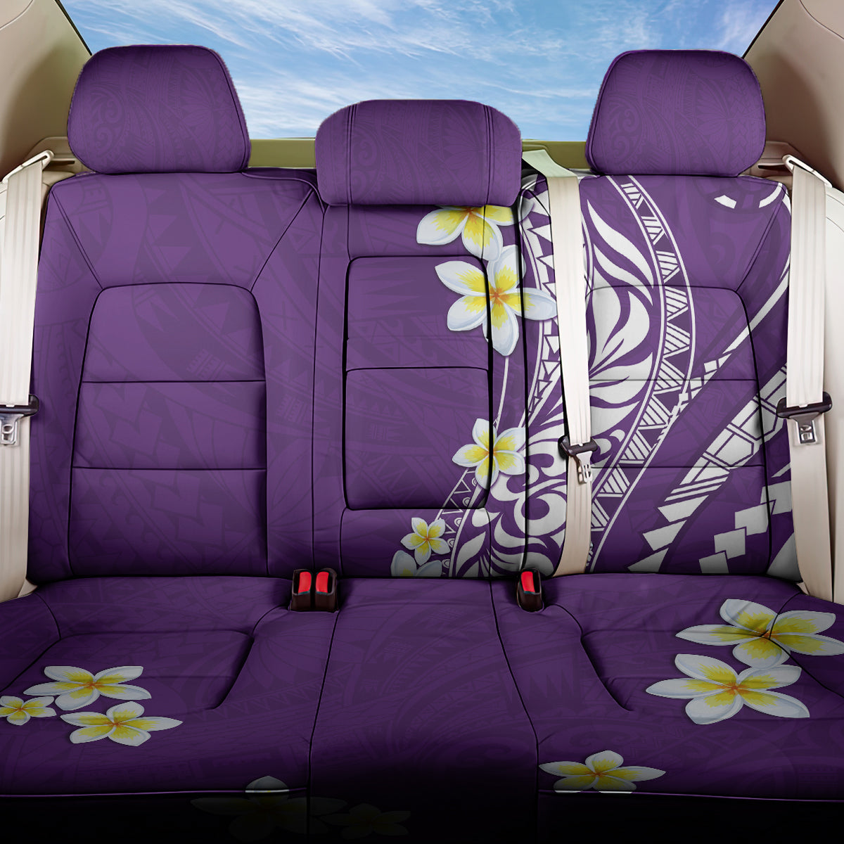 Hawaii Aloha Back Car Seat Cover Plumeria Vintage - Violet LT7 One Size Violet - Polynesian Pride