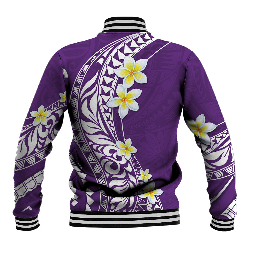 Hawaii Aloha Baseball Jacket Plumeria Vintage - Violet LT7 - Polynesian Pride
