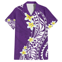 Hawaii Aloha Family Matching Long Sleeve Bodycon Dress and Hawaiian Shirt Plumeria Vintage - Violet LT7 Dad's Shirt - Short Sleeve Violet - Polynesian Pride