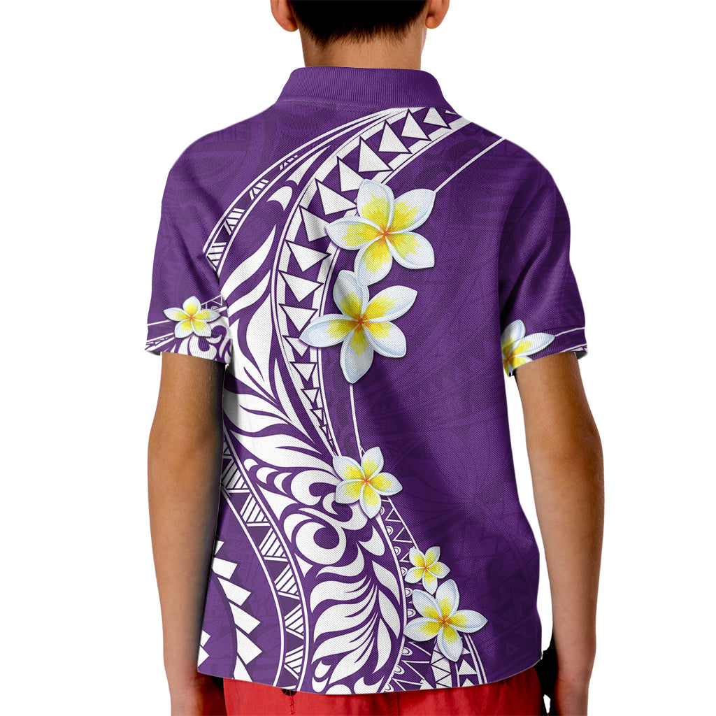 Hawaii Aloha Kid Polo Shirt Plumeria Vintage - Violet LT7 - Polynesian Pride