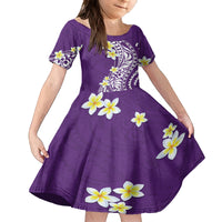 Hawaii Aloha Kid Short Sleeve Dress Plumeria Vintage - Violet LT7 KID Violet - Polynesian Pride