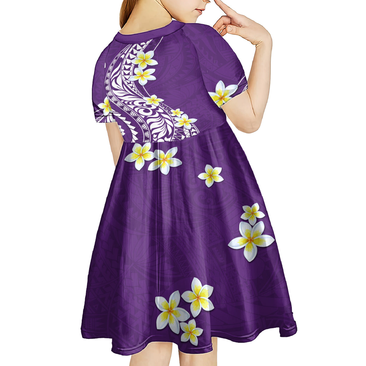 Hawaii Aloha Kid Short Sleeve Dress Plumeria Vintage - Violet LT7 - Polynesian Pride