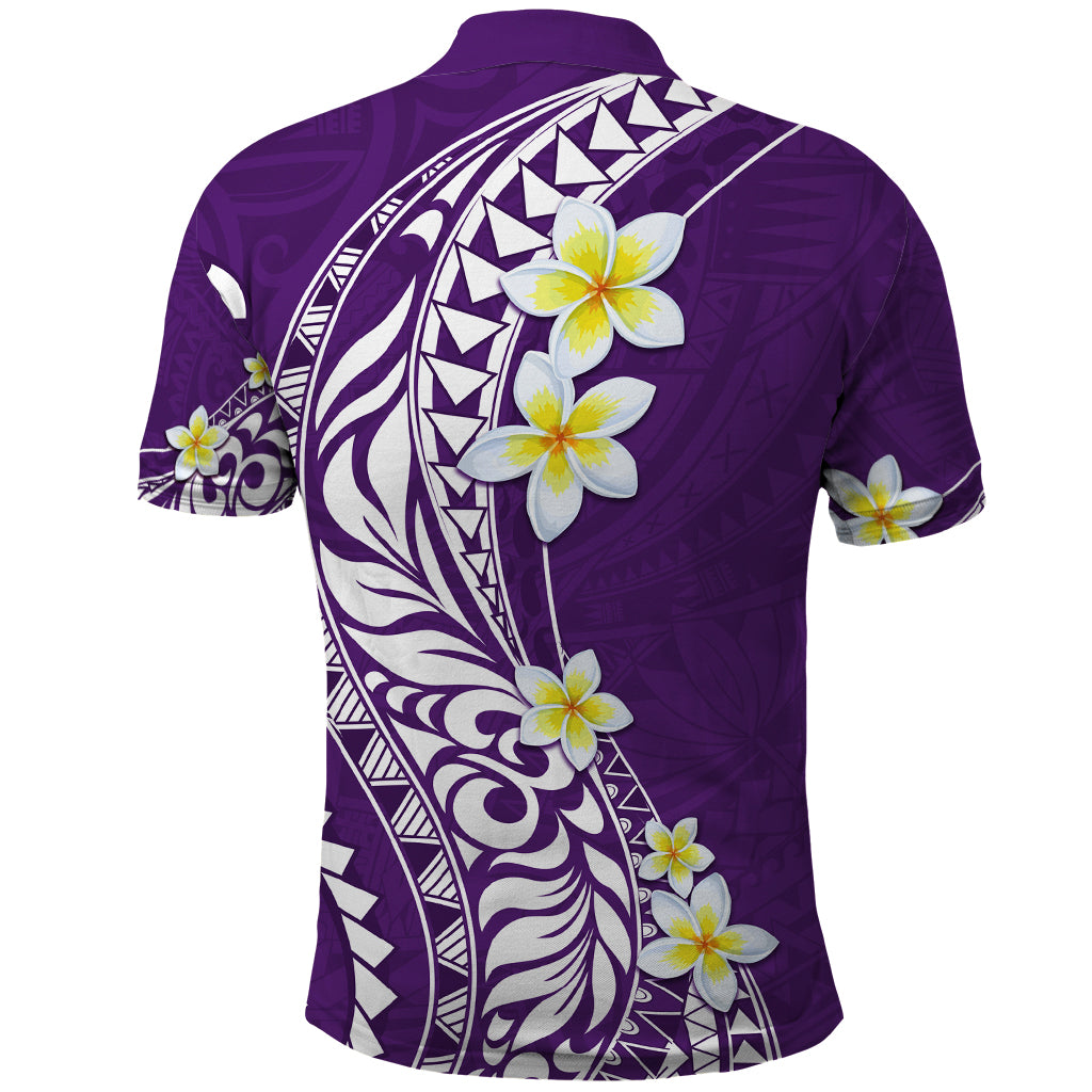 Hawaii Aloha Polo Shirt Plumeria Vintage - Violet LT7 - Polynesian Pride