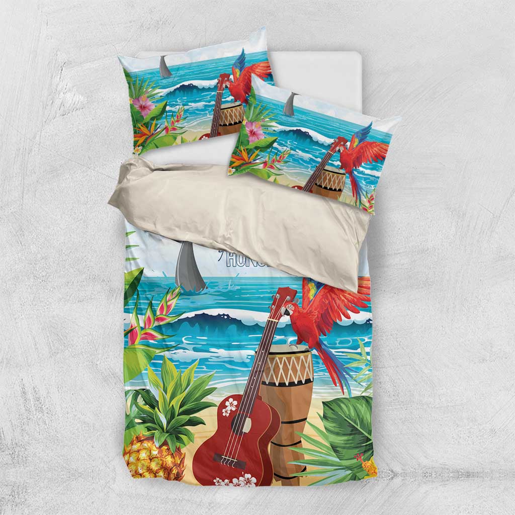Aloha Honolulu Festival Bedding Set Ukulele By The Shore