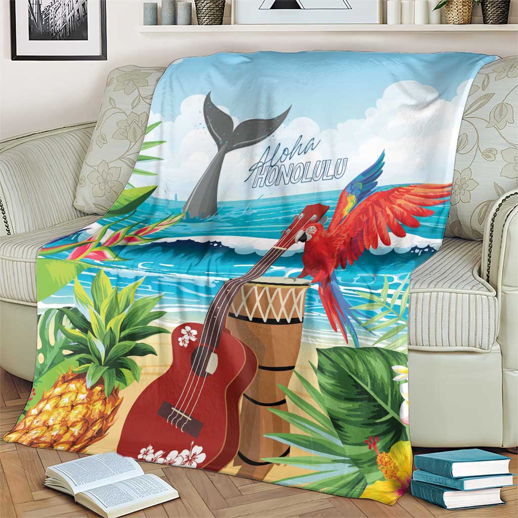 Aloha Honolulu Festival Blanket Ukulele By The Shore