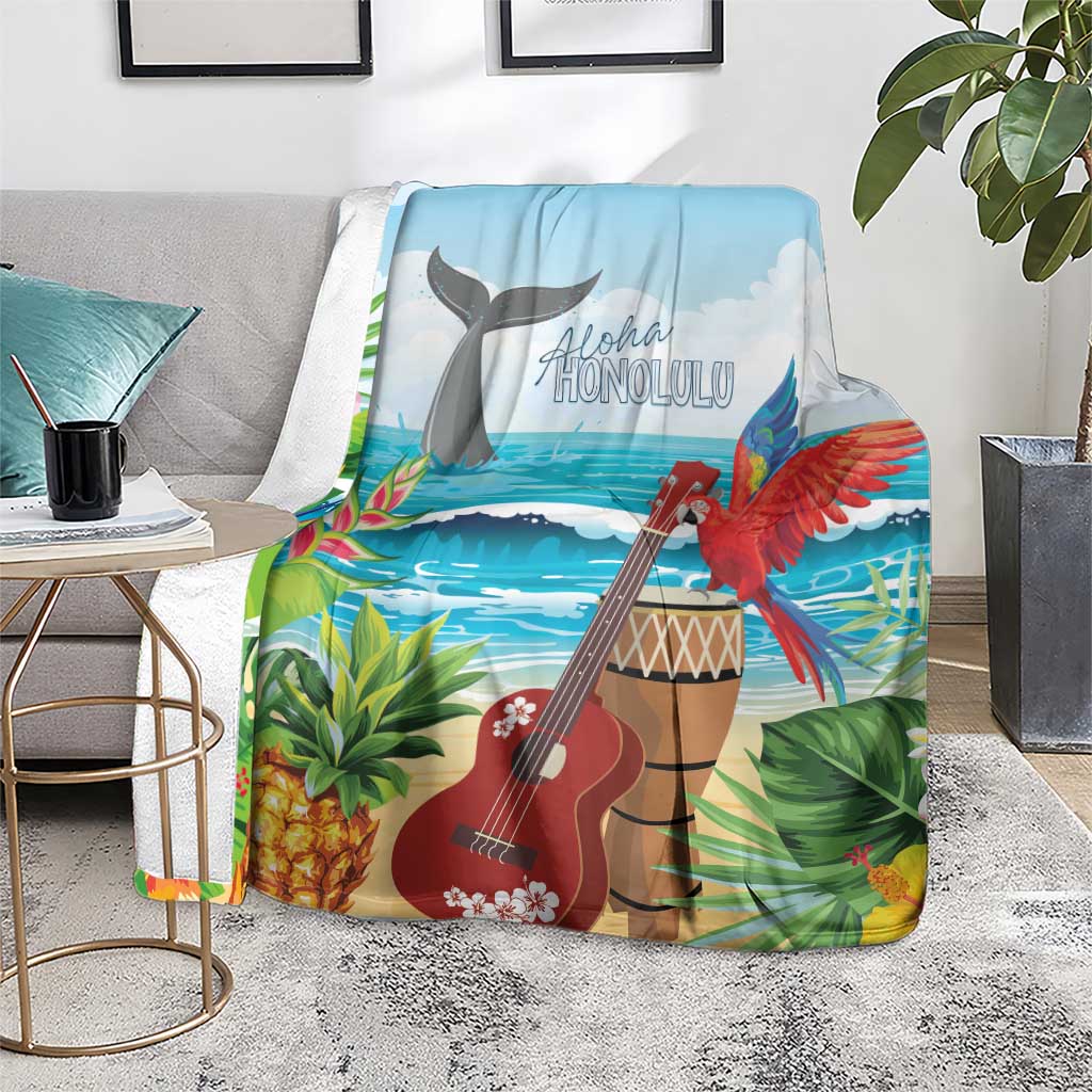 Aloha Honolulu Festival Blanket Ukulele By The Shore