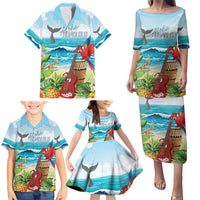 Aloha Honolulu Festival Family Matching Puletasi and Hawaiian Shirt Ukulele By The Shore