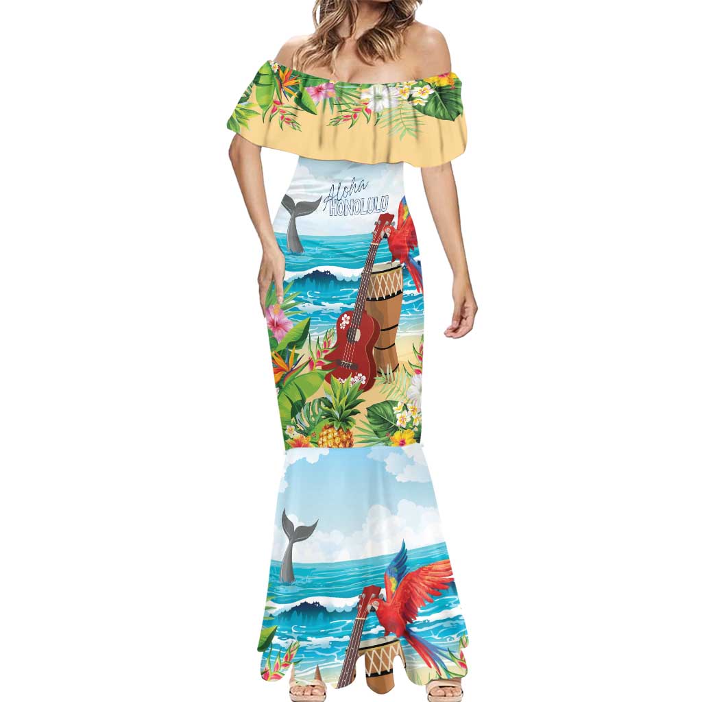 Aloha Honolulu Festival Mermaid Dress Ukulele By The Shore LT7 - Polynesian Pride