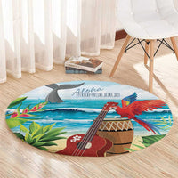 Aloha Honolulu Festival Round Carpet Ukulele By The Shore