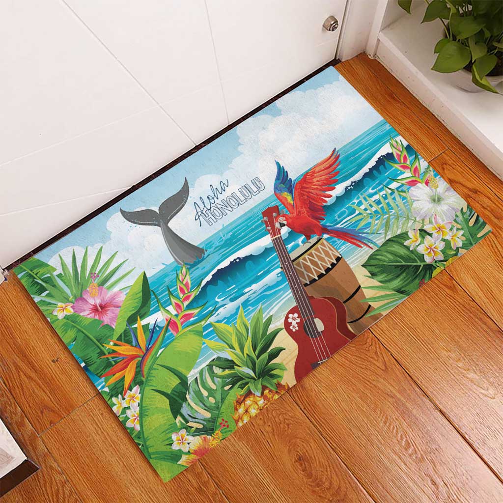 Aloha Honolulu Festival Rubber Doormat Ukulele By The Shore LT7 - Polynesian Pride
