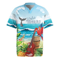Aloha Honolulu Festival Rugby Jersey Ukulele By The Shore LT7 Art - Polynesian Pride