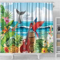 Aloha Honolulu Festival Shower Curtain Ukulele By The Shore