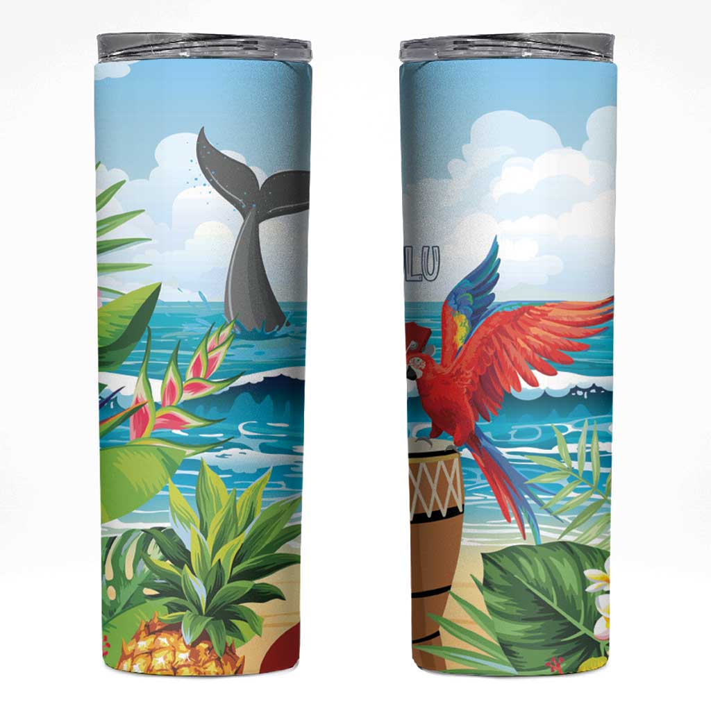 Aloha Honolulu Festival Skinny Tumbler Ukulele By The Shore LT7 Art - Polynesian Pride