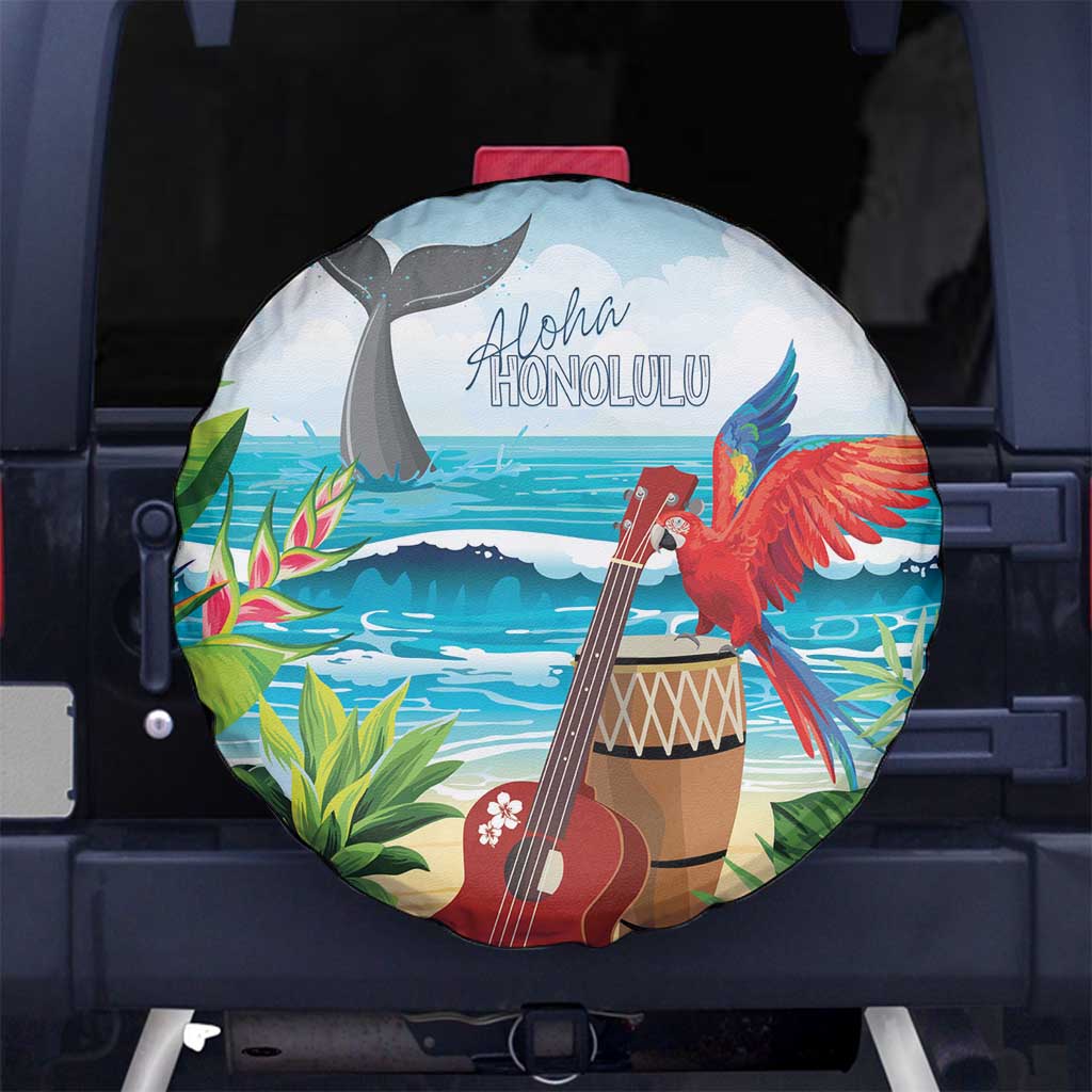 Aloha Honolulu Festival Spare Tire Cover Ukulele By The Shore