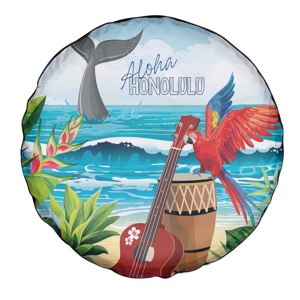 Aloha Honolulu Festival Spare Tire Cover Ukulele By The Shore