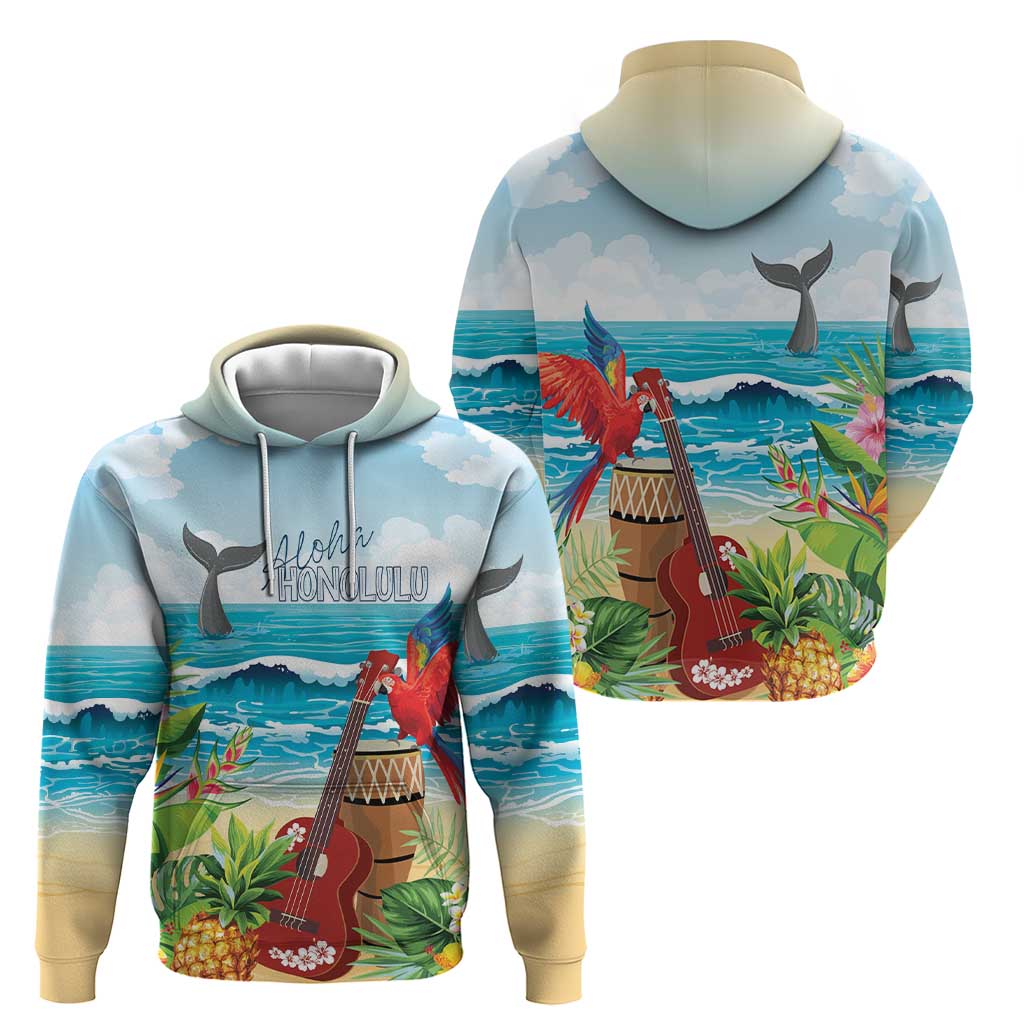 Aloha Honolulu Festival Zip Hoodie Ukulele By The Shore