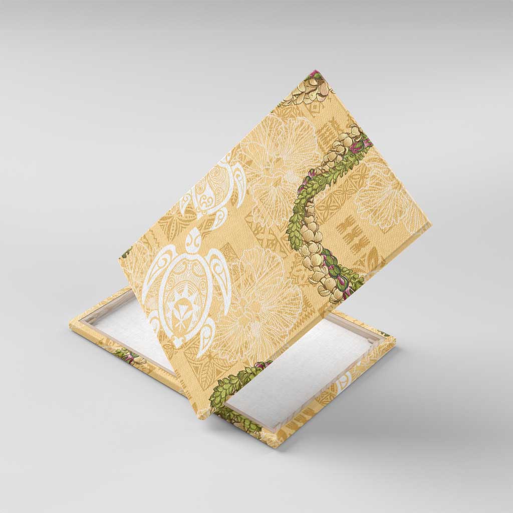 Aloha Honolulu Festival Canvas Wall Art Hawaii Kapa Mix Flowers Lei