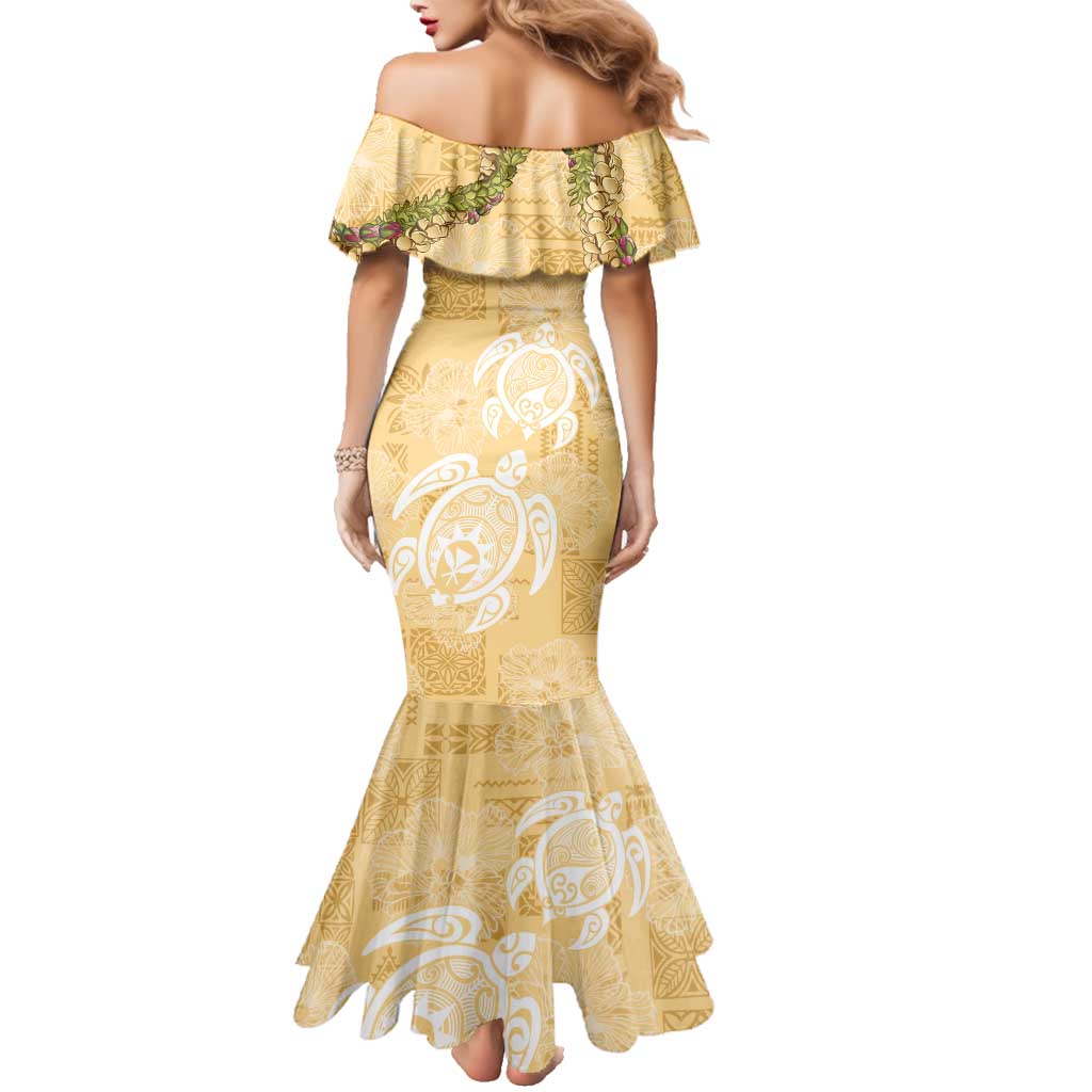 Aloha Honolulu Festival Family Matching Mermaid Dress and Hawaiian Shirt Hawaii Kapa Mix Flowers Lei LT7 - Polynesian Pride