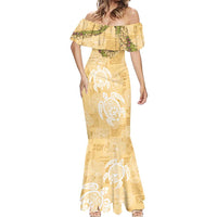 Aloha Honolulu Festival Mermaid Dress Hawaii Kapa Mix Flowers Lei