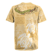 Aloha Honolulu Festival Rugby Jersey Hawaii Kapa Mix Flowers Lei