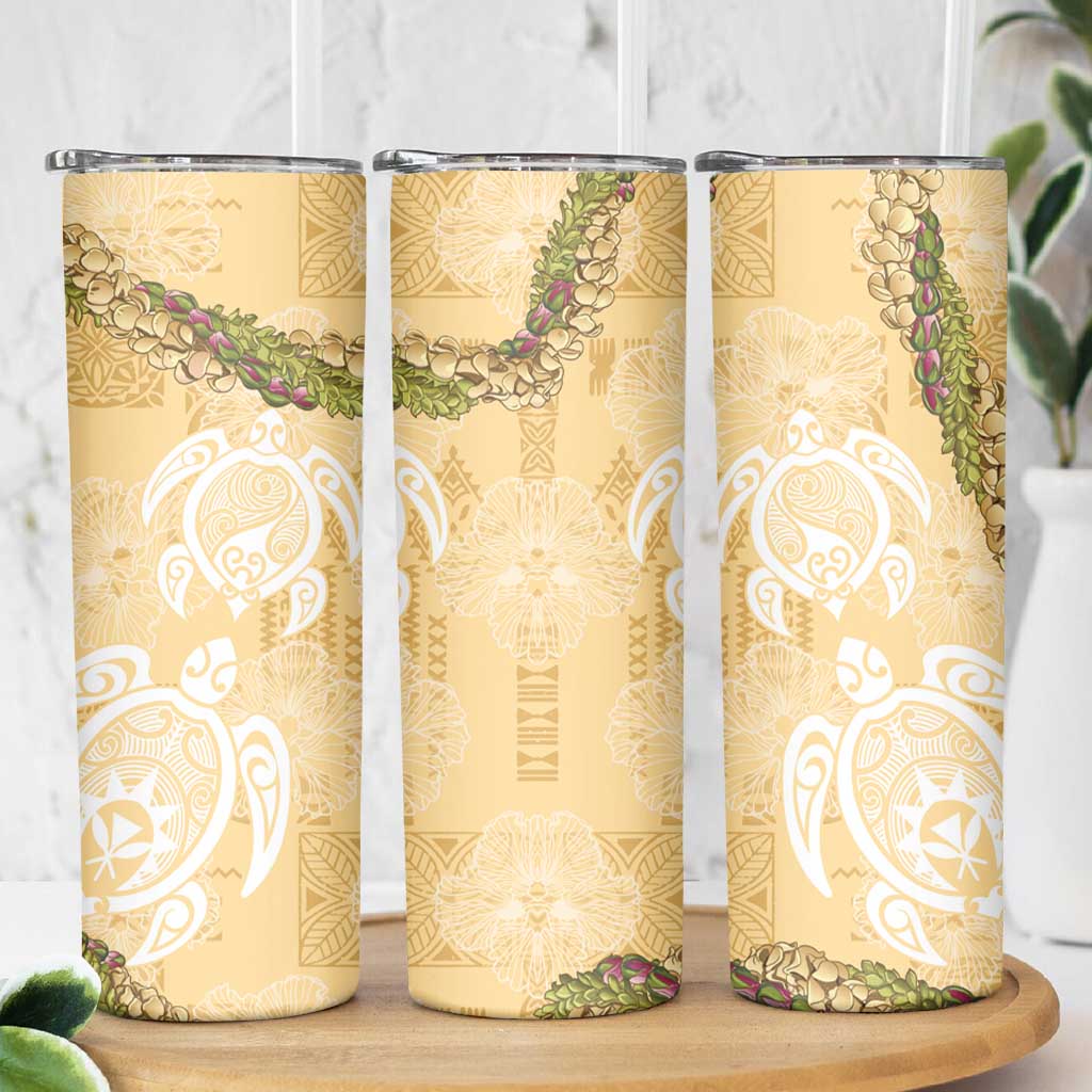 Aloha Honolulu Festival Skinny Tumbler Hawaii Kapa Mix Flowers Lei