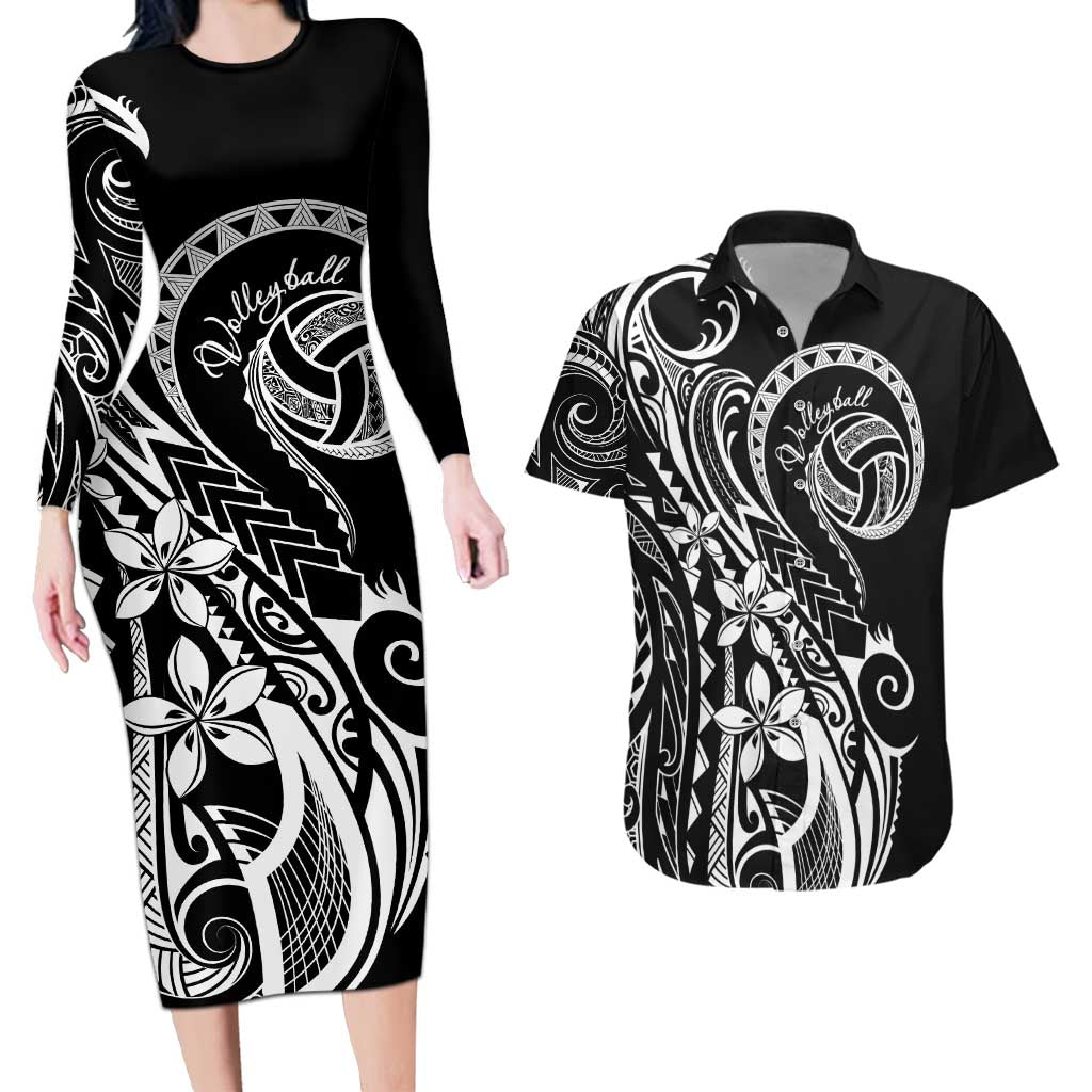 Polynesia Beach Volleyball Personalized Couples Matching Long Sleeve Bodycon Dress and Hawaiian Shirt Basic