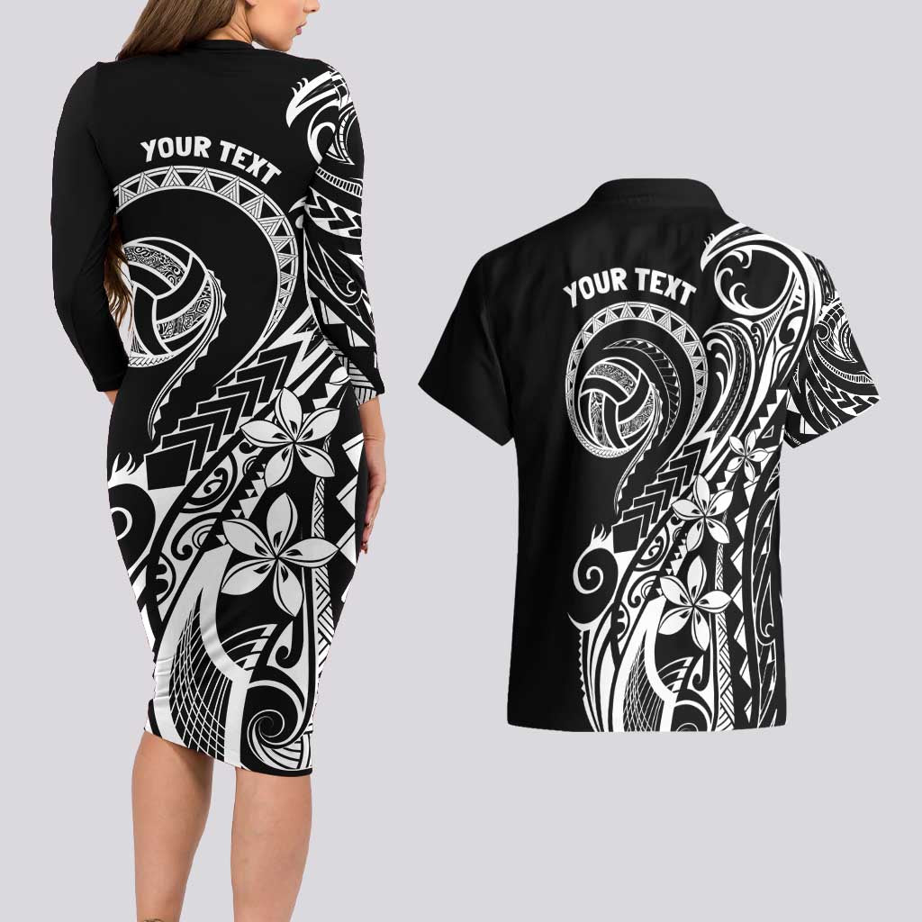Polynesia Beach Volleyball Personalized Couples Matching Long Sleeve Bodycon Dress and Hawaiian Shirt Basic