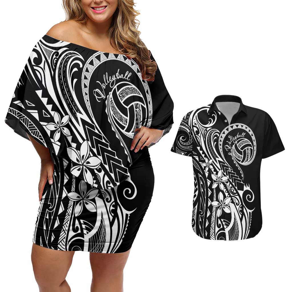 Polynesia Beach Volleyball Personalized Couples Matching Off Shoulder Short Dress and Hawaiian Shirt Basic