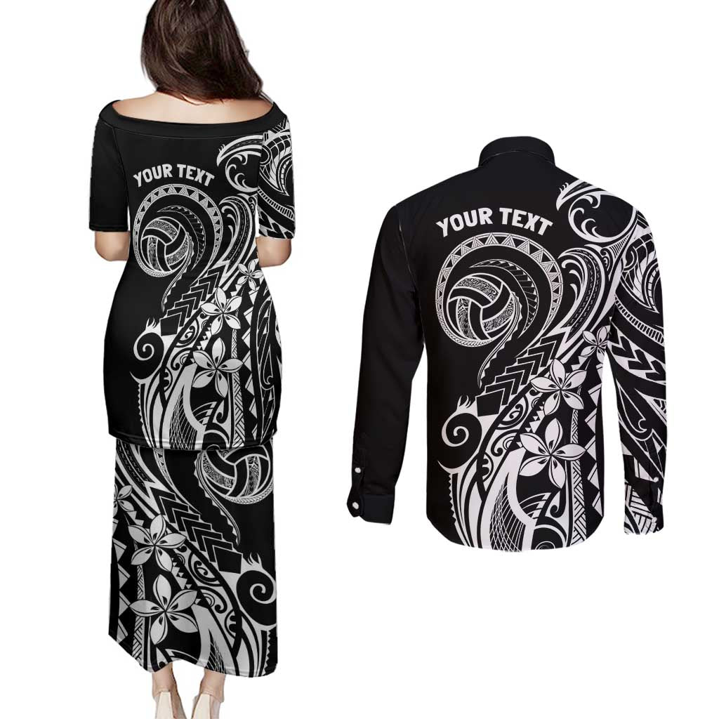 Polynesia Beach Volleyball Personalized Couples Matching Puletasi and Long Sleeve Button Shirt Basic