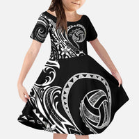 Polynesia Beach Volleyball Personalized Kid Short Sleeve Dress Basic LT7 KID Black - Polynesian Pride