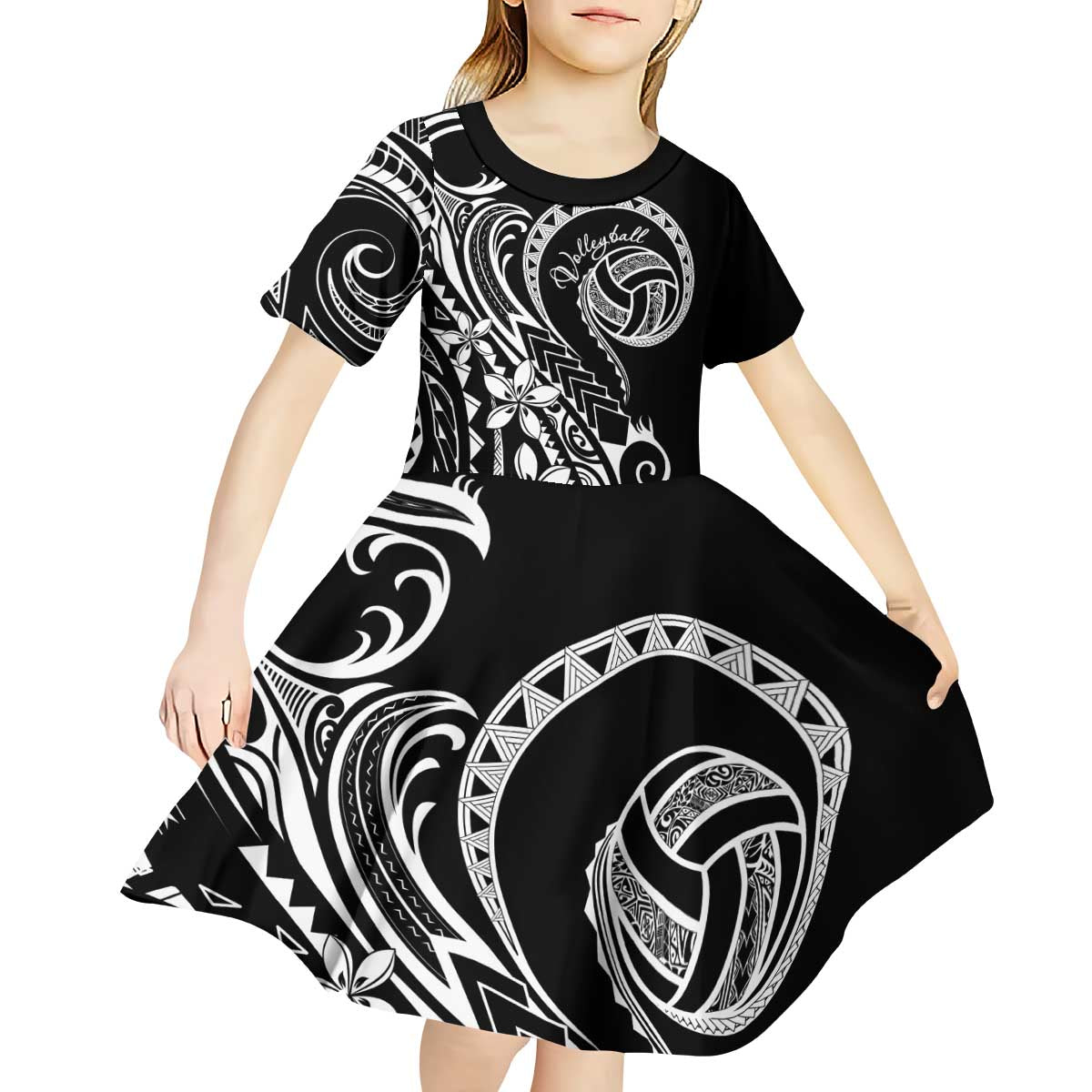 Polynesia Beach Volleyball Personalized Kid Short Sleeve Dress Basic LT7 - Polynesian Pride