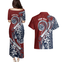 Polynesia Beach Volleyball Personalized Couples Matching Puletasi and Hawaiian Shirt Special