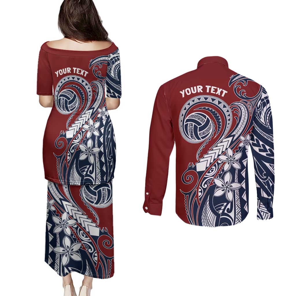 Polynesia Beach Volleyball Personalized Couples Matching Puletasi and Long Sleeve Button Shirt Special