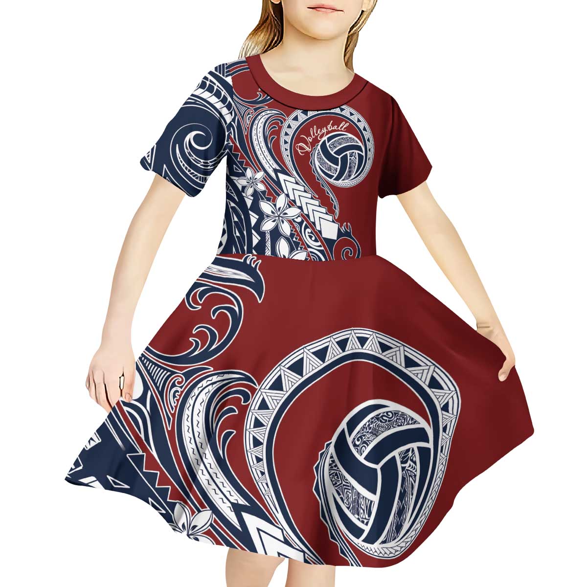Polynesia Beach Volleyball Personalized Kid Short Sleeve Dress Special LT7 - Polynesian Pride