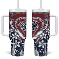 Polynesia Beach Volleyball Personalized Tumbler With Handle Special LT7 One Size: 40 oz Red Blue - Polynesian Pride