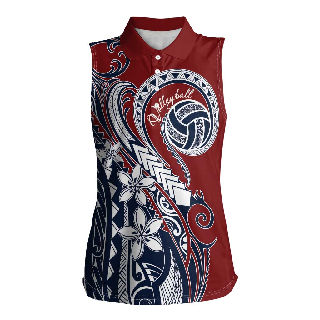 Polynesia Beach Volleyball Personalized Women Sleeveless Polo Shirt Special LT7 Female Red Blue - Polynesian Pride