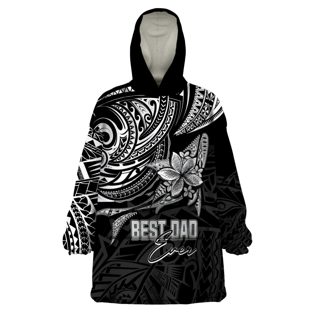 Personalised Father's Day Polynesian Wearable Blanket Hoodie Best Dad Ever - Black LT7 One Size Black - Polynesian Pride