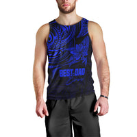 Personalised Father's Day Polynesian Men Tank Top Best Dad Ever - Blue LT7 - Polynesian Pride