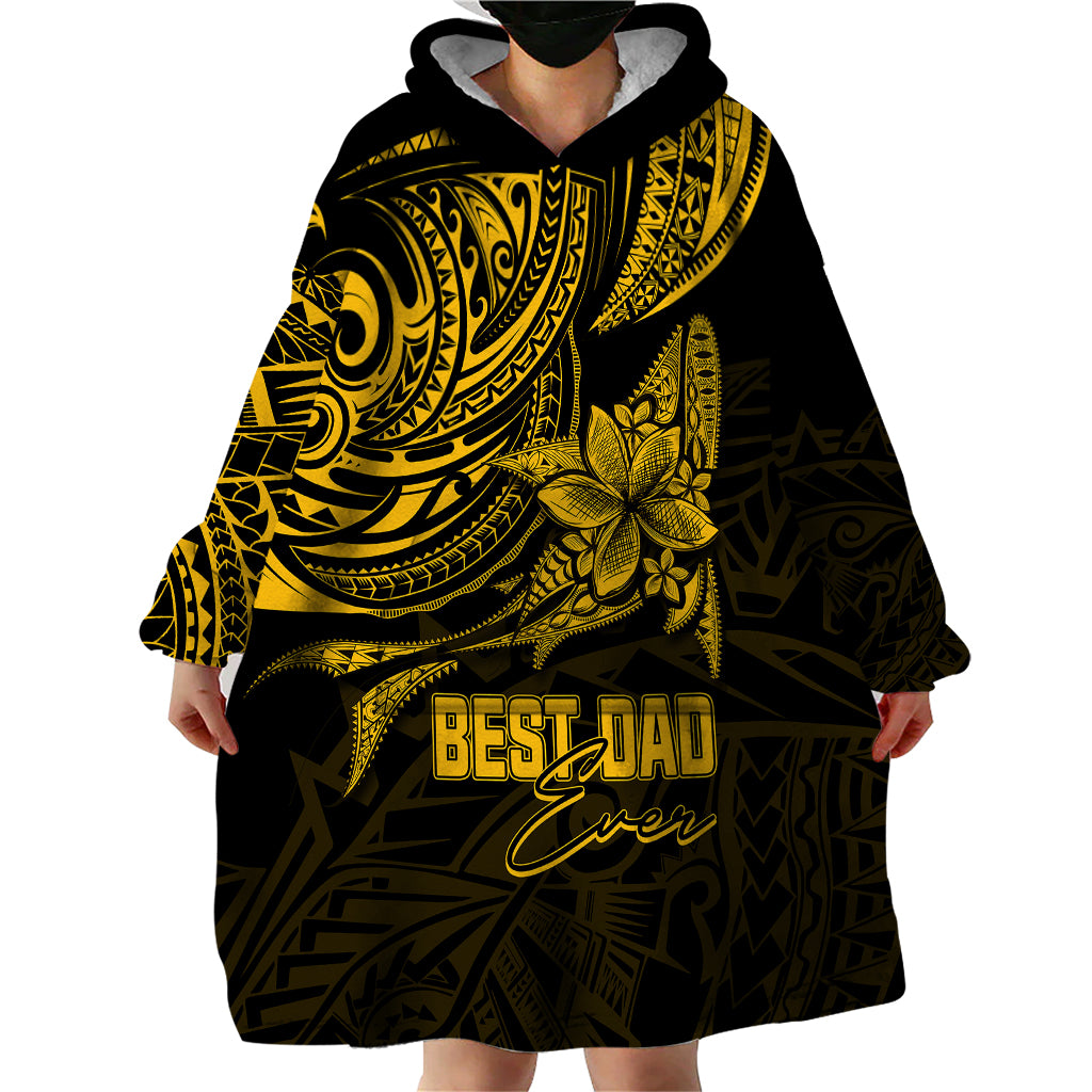 Personalised Father's Day Polynesian Wearable Blanket Hoodie Best Dad Ever - Gold LT7 - Polynesian Pride