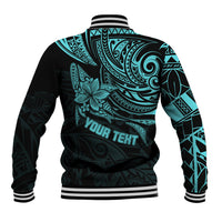 Personalised Father's Day Polynesian Baseball Jacket Best Dad Ever - Turquoise LT7 - Polynesian Pride